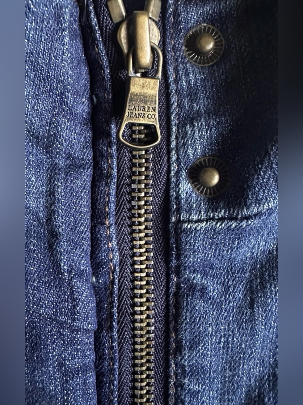 LRL Lauren Ralph Lauren Dark Blue Denim Vest with Gold-Tone Buttons - Picture 6 of 7